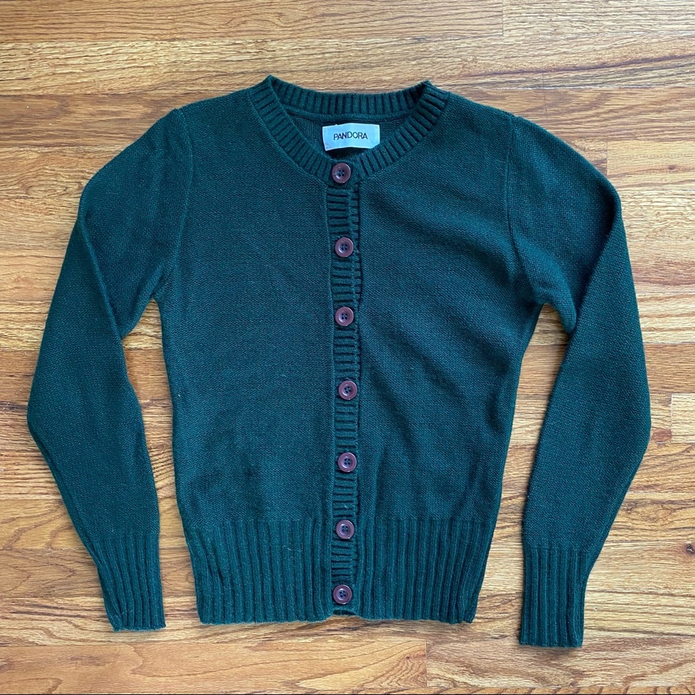 Vintage Pandora Green Cardigan Sweater Size Small